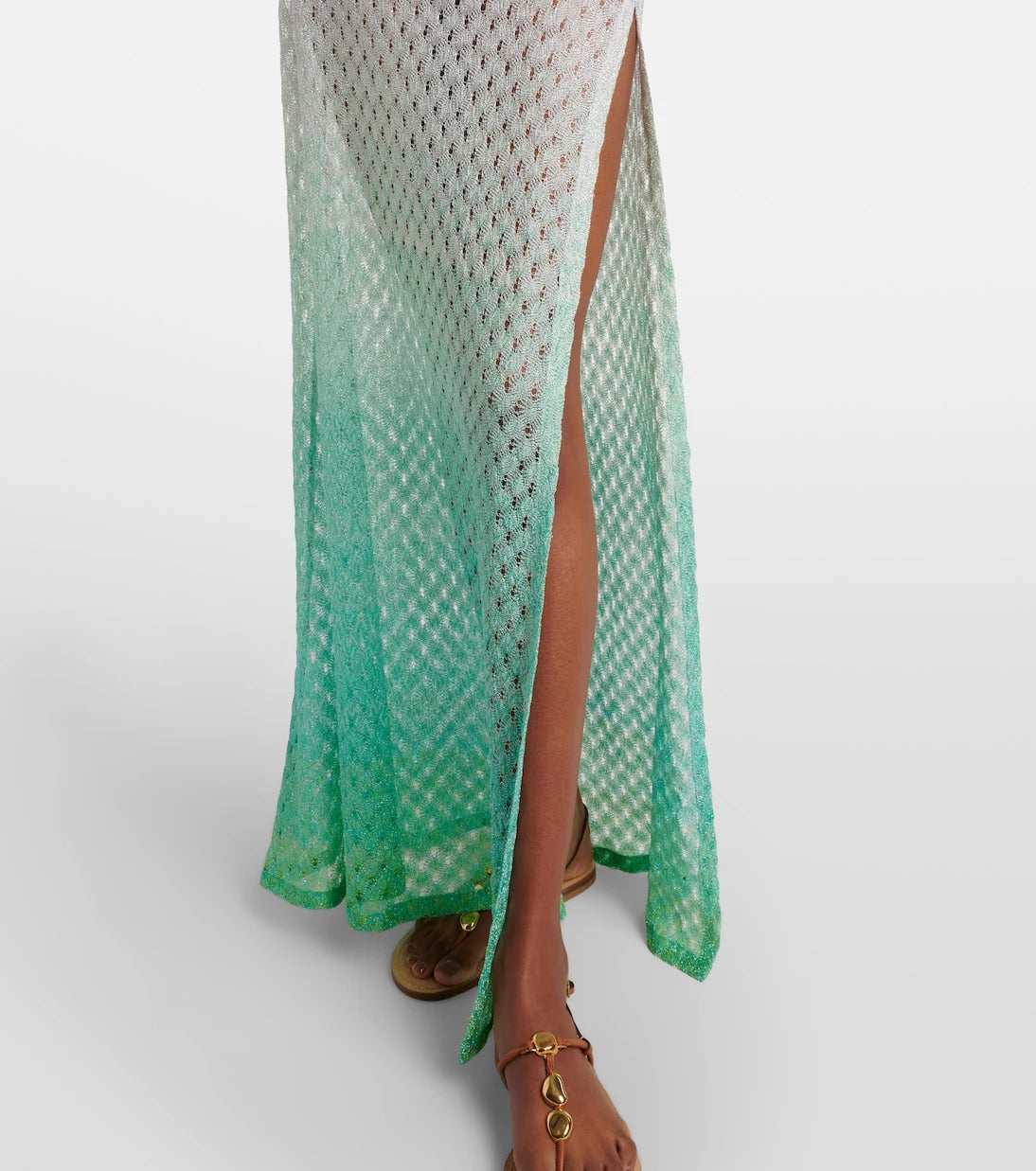 Missoni - Open-knit one-shoulder lamé beach cover-up