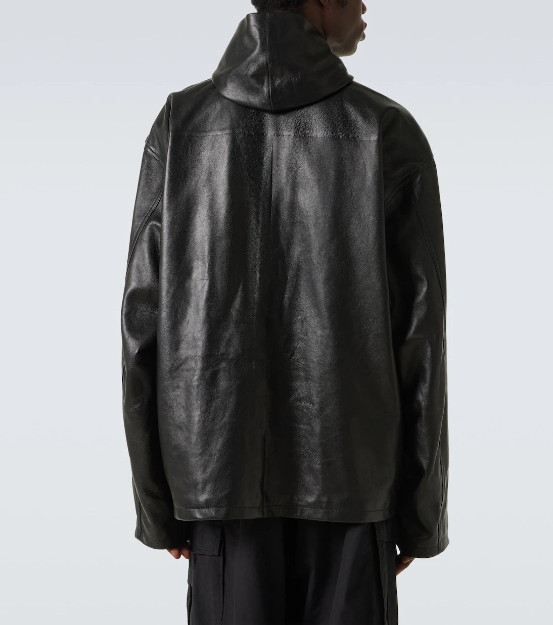 Balenciaga - بلوزون جلد بغطاء للرأس