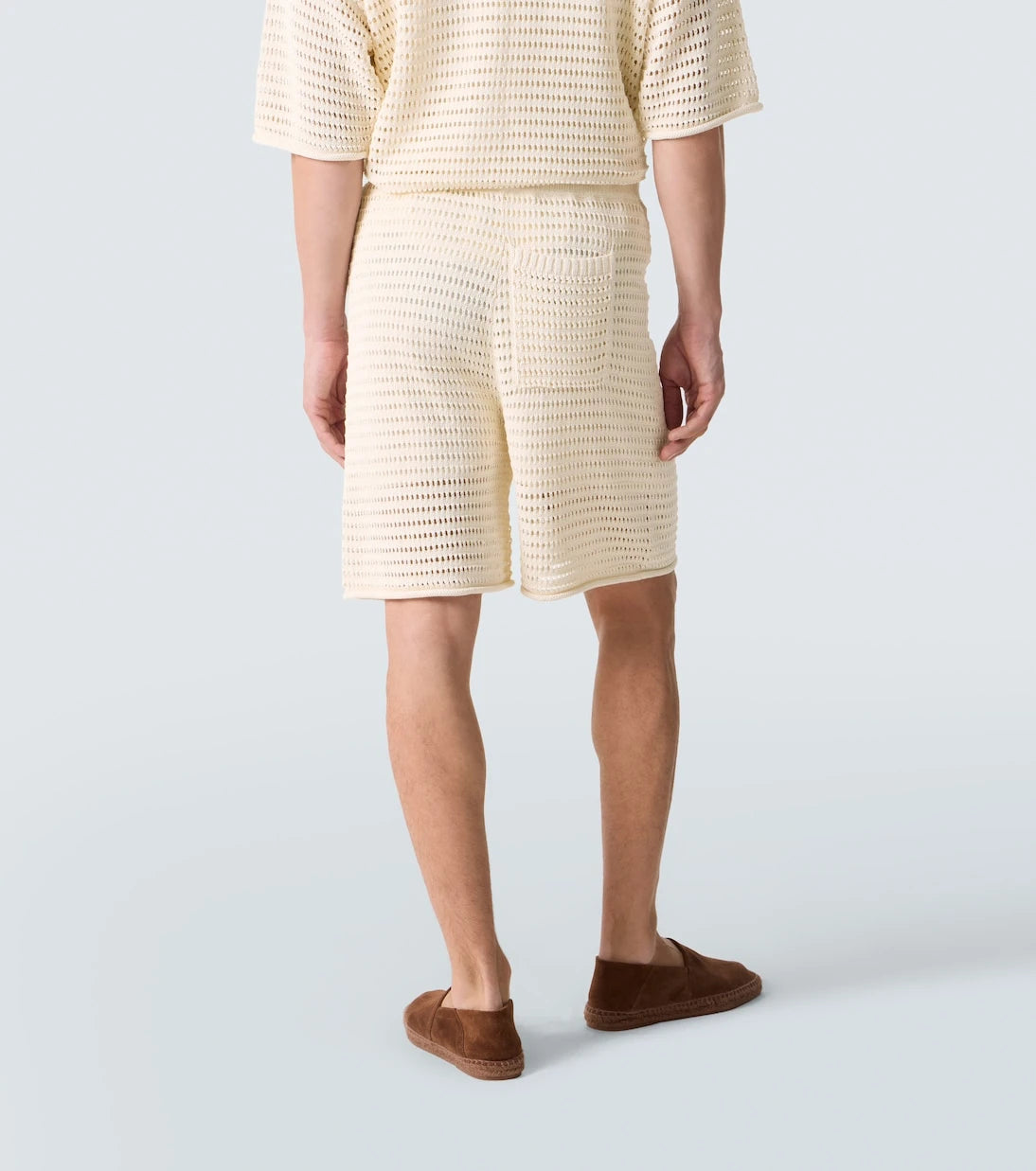Commas - Crochet floral-appliqué open-knit Bermuda shorts