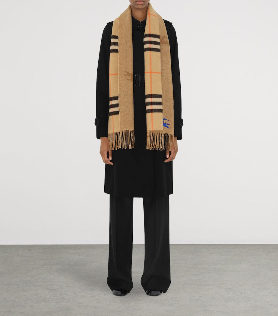 Beige Cashmere Reversible Check EKD Scarf