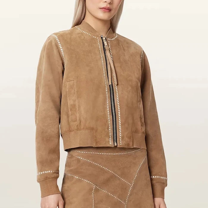 AllSaints Яке бомбър дамско от велур ORTEN