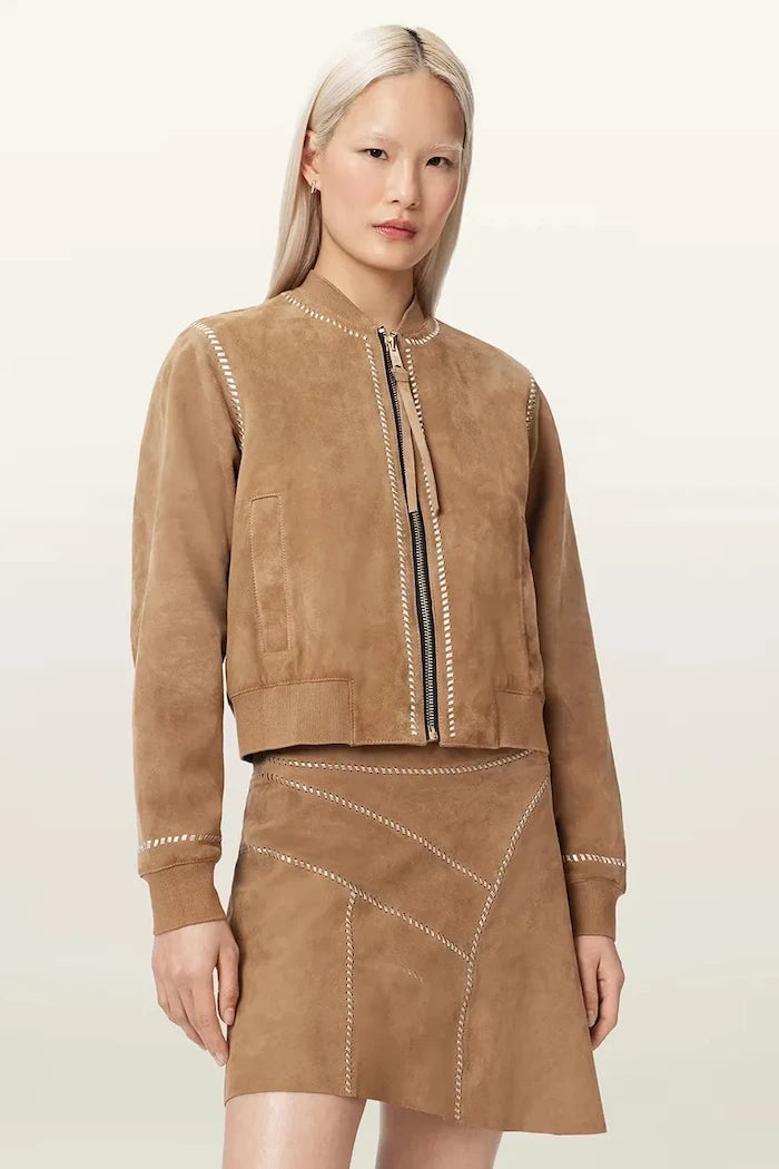 AllSaints Яке бомбър дамско от велур ORTEN