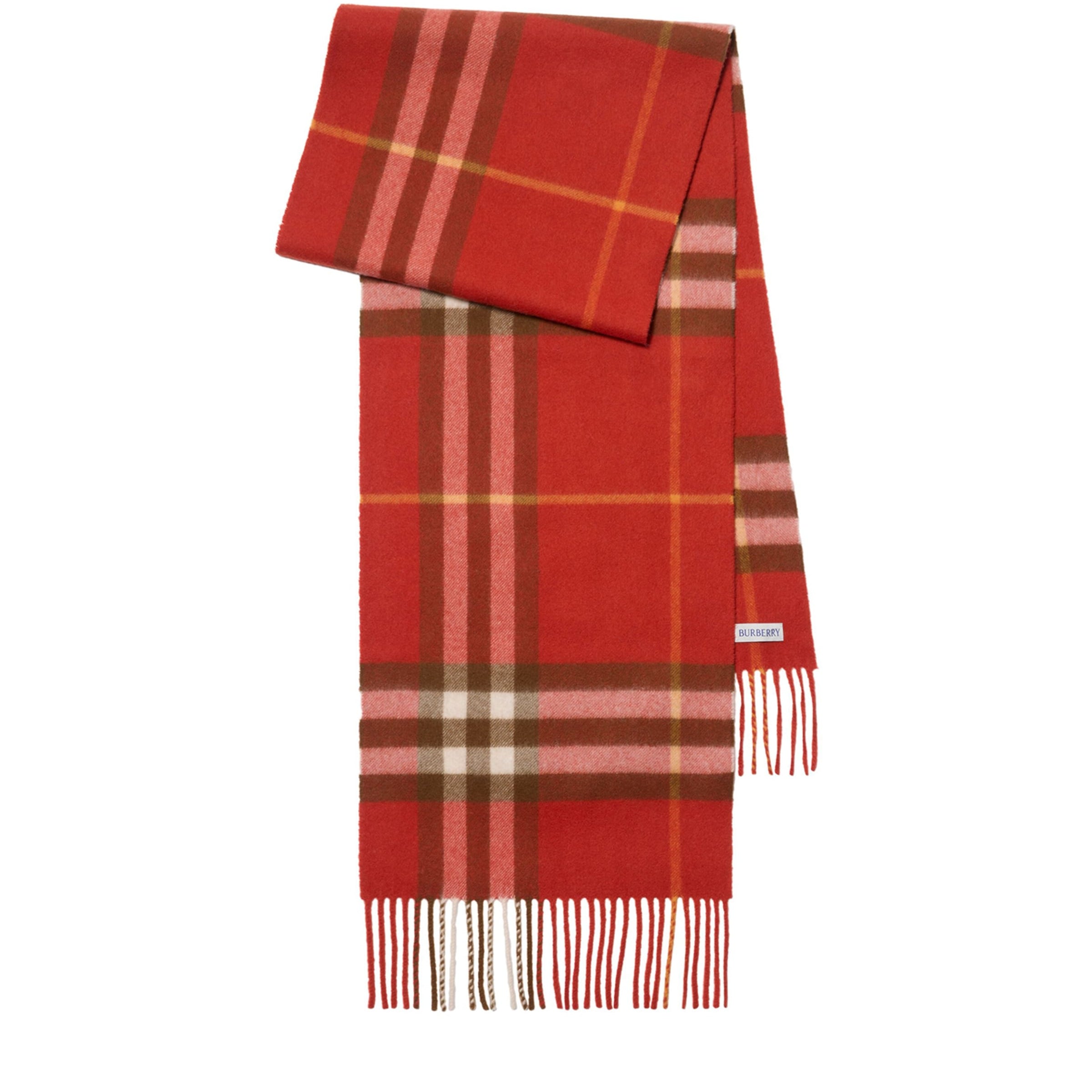 Burberry Red Cashmere Check Scarf
