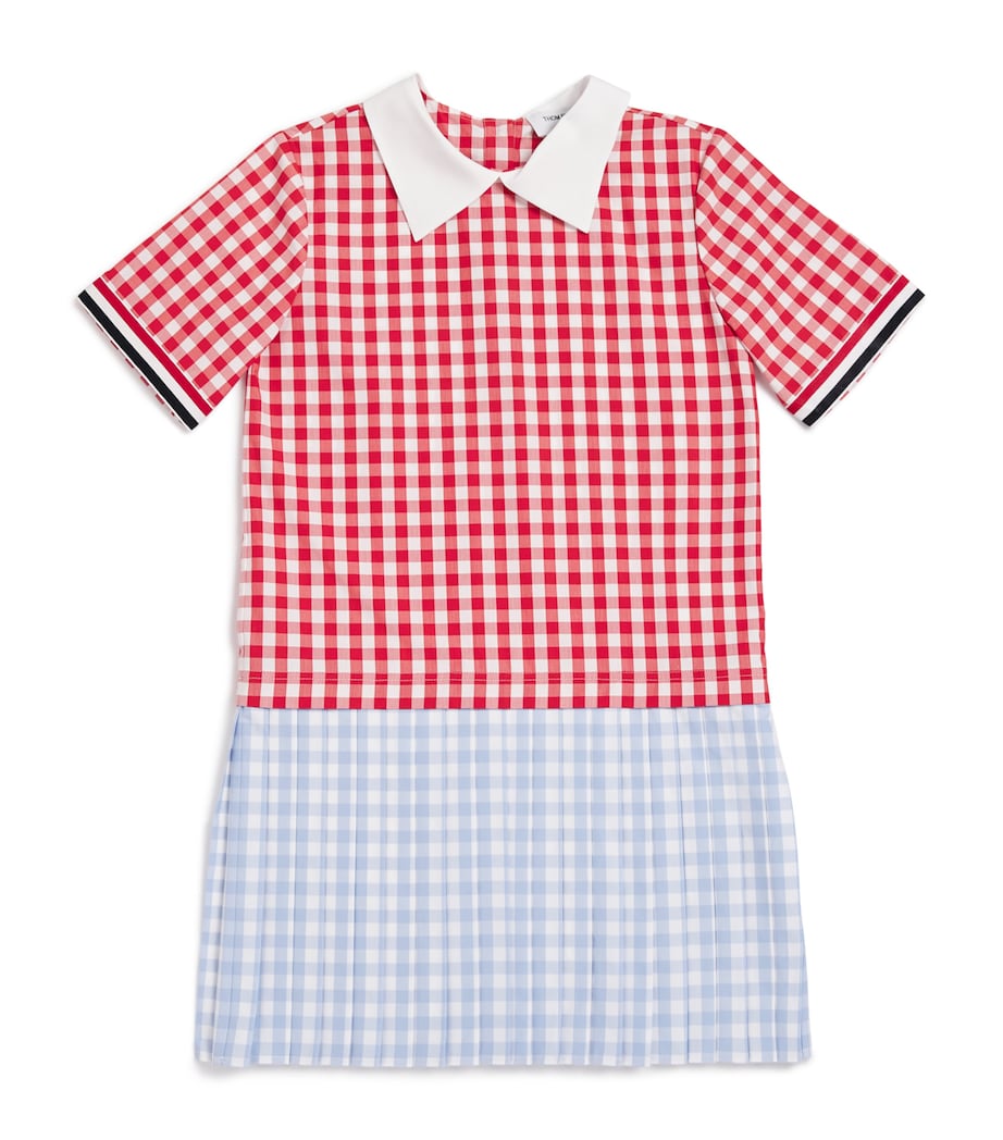 Thom Browne Kids Red Gingham Pleated Dress (2-12 Years)