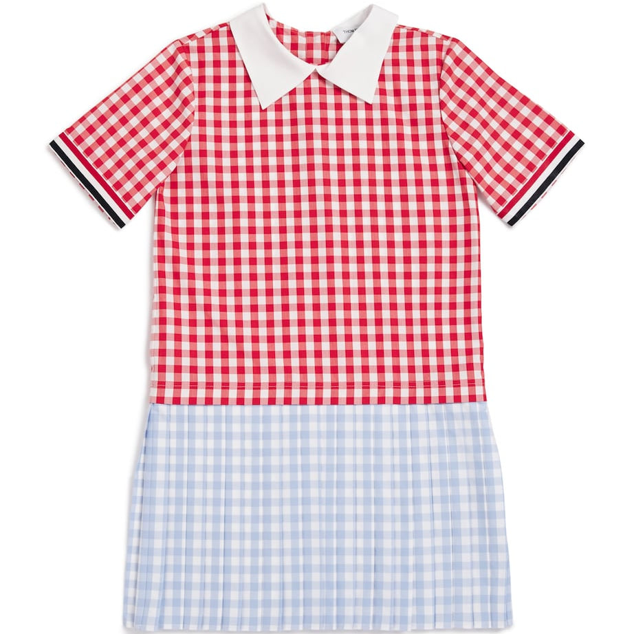 Thom Browne Kids Red Gingham Pleated Dress (2-12 Years)