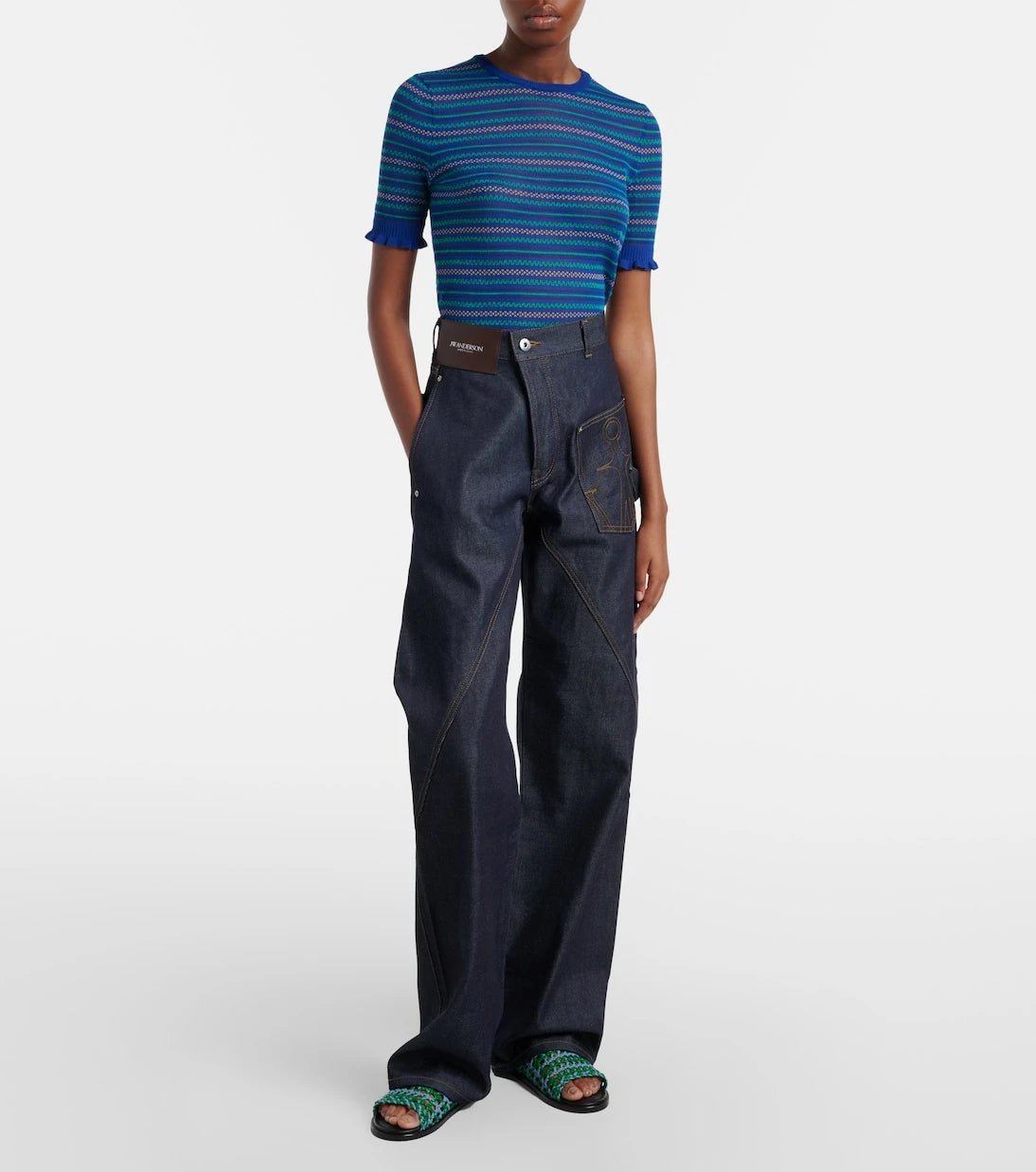 JW Anderson - Embroidered high-rise straight jeans
