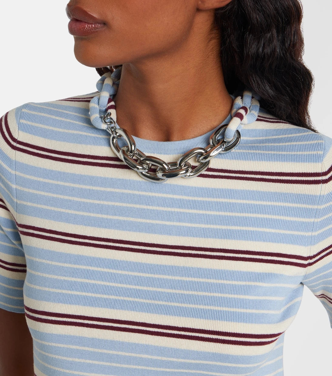 Rabanne - Chain-detail silk and cotton-blend top