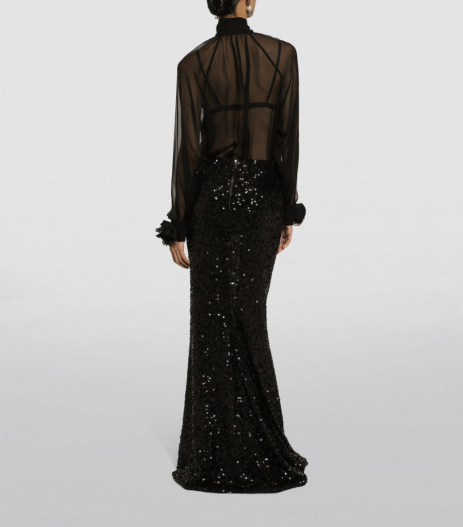 Dolce & Gabbana Multi Silk Flower-Detail Blouse