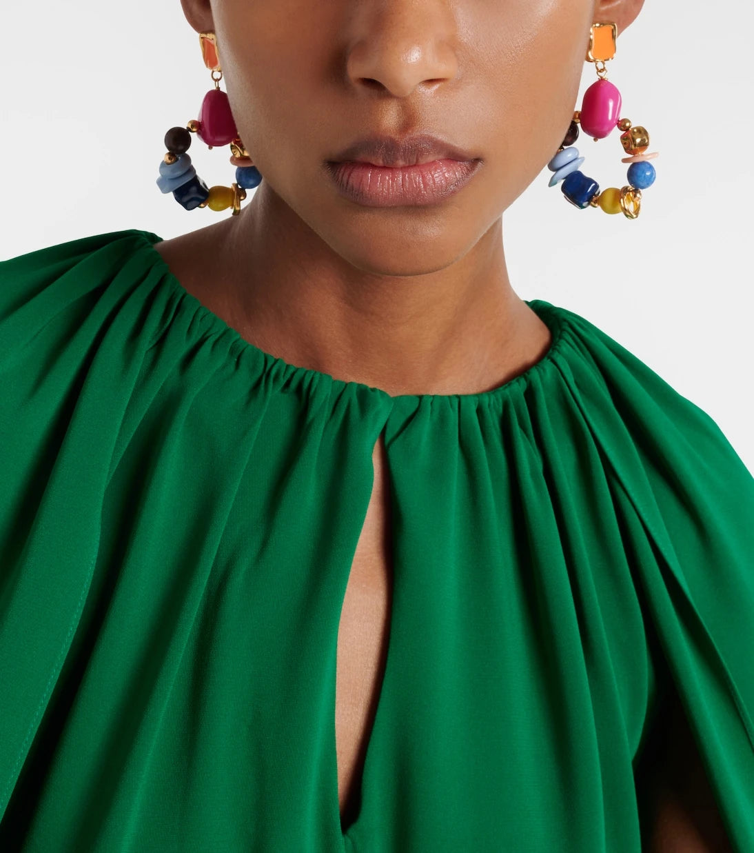 Oscar de la Renta - Seaglass beaded clip-on earrings