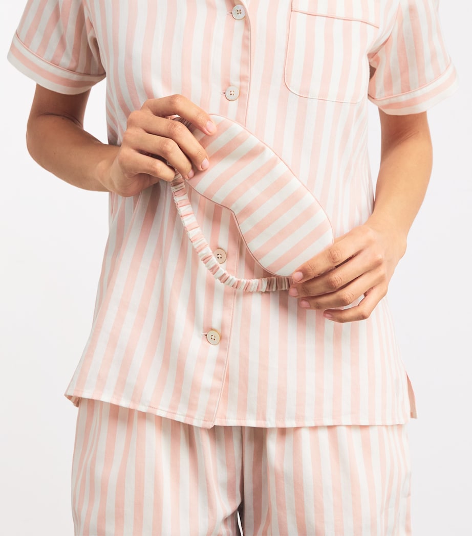 Pink Cotton Stripe Sleep Mask