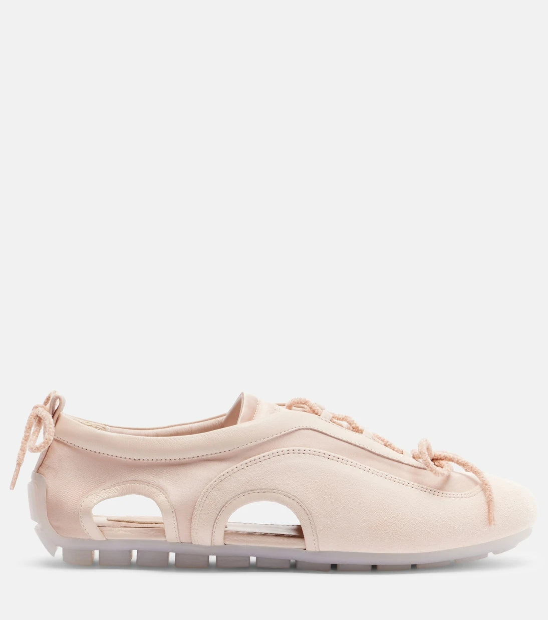 Simone Rocha - Cutout suede-trimmed satin sneakers