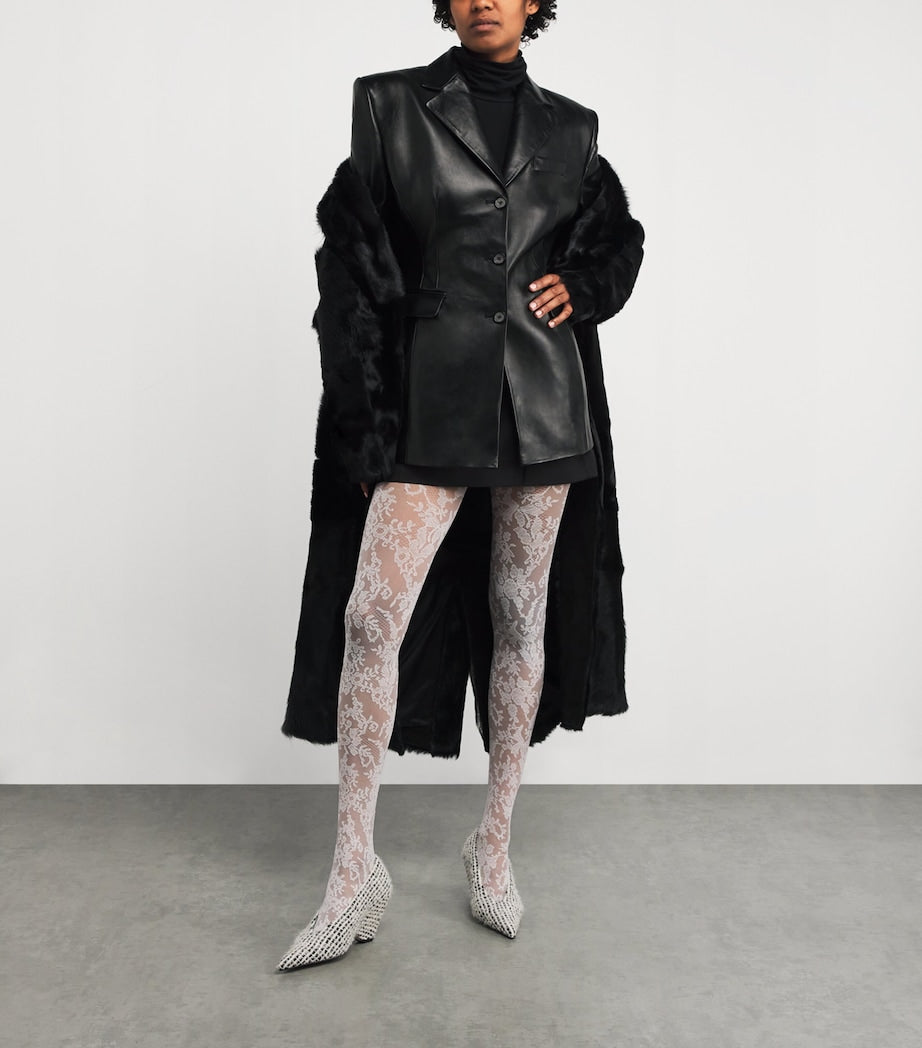 Leather Fitted Blazer BLACK