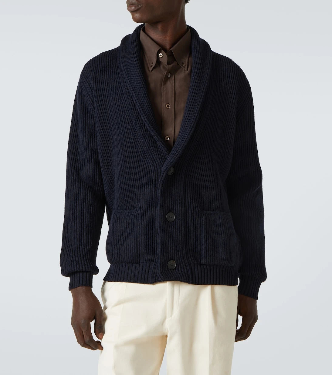 Thom Sweeney - Ribbed-knit wool cardigan