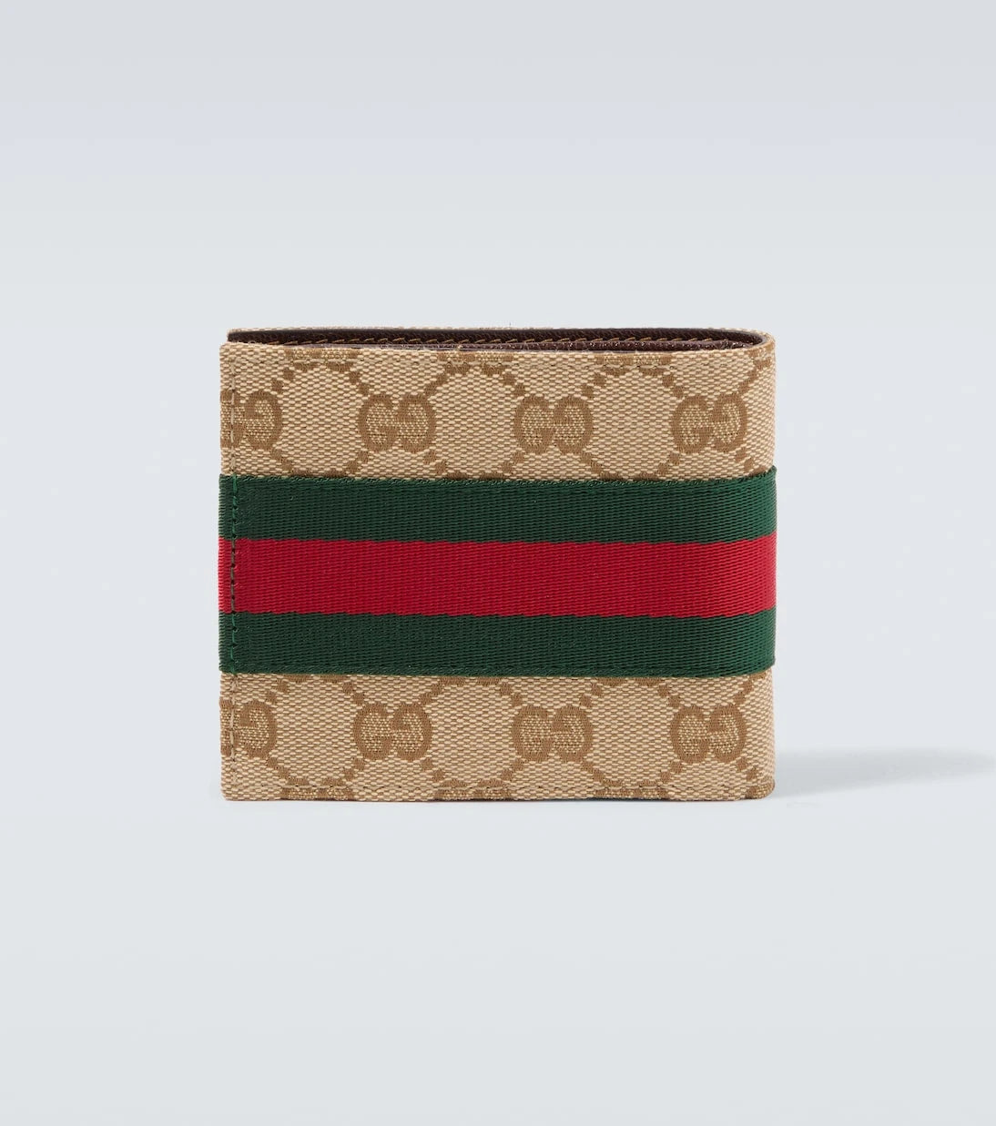 Gucci - محفظة ثنائية الطي بشريط الويب وكانفاس GG