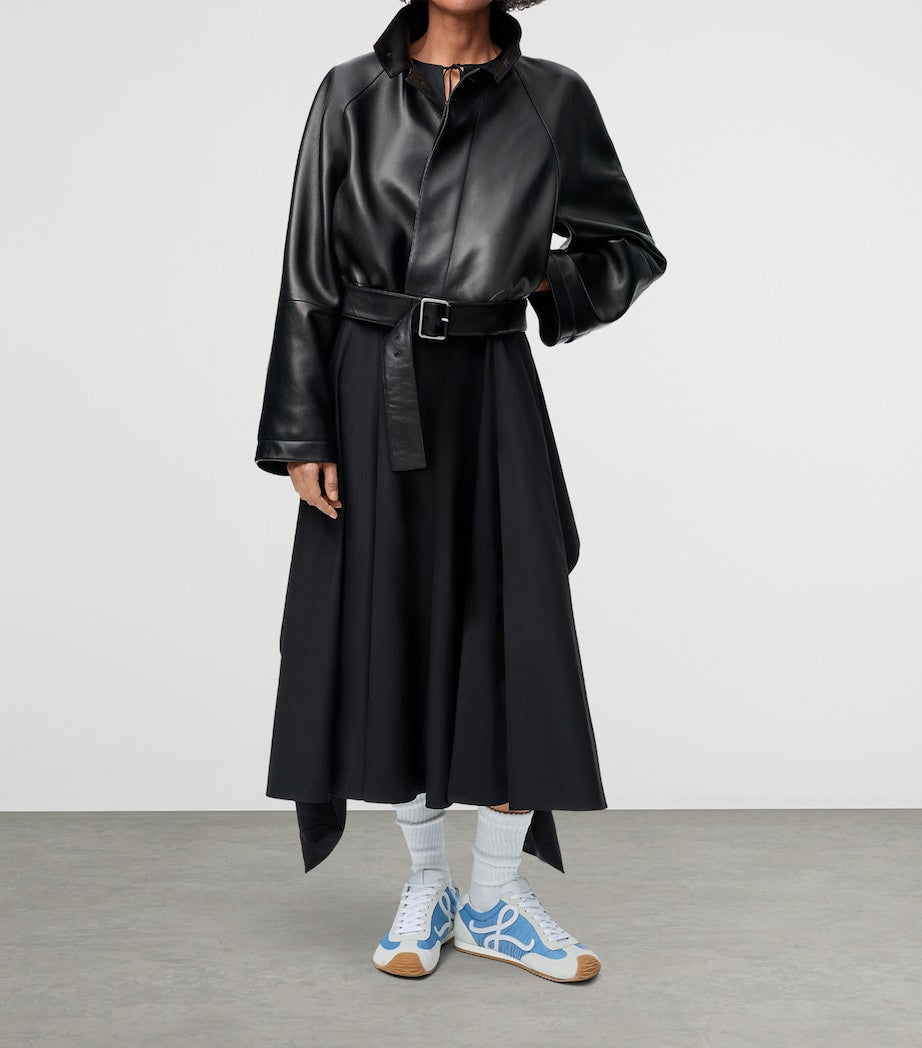 Black Cotton Wrap-Detail Dress