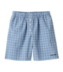 Turquoise Cotton Poplin Check Shorts