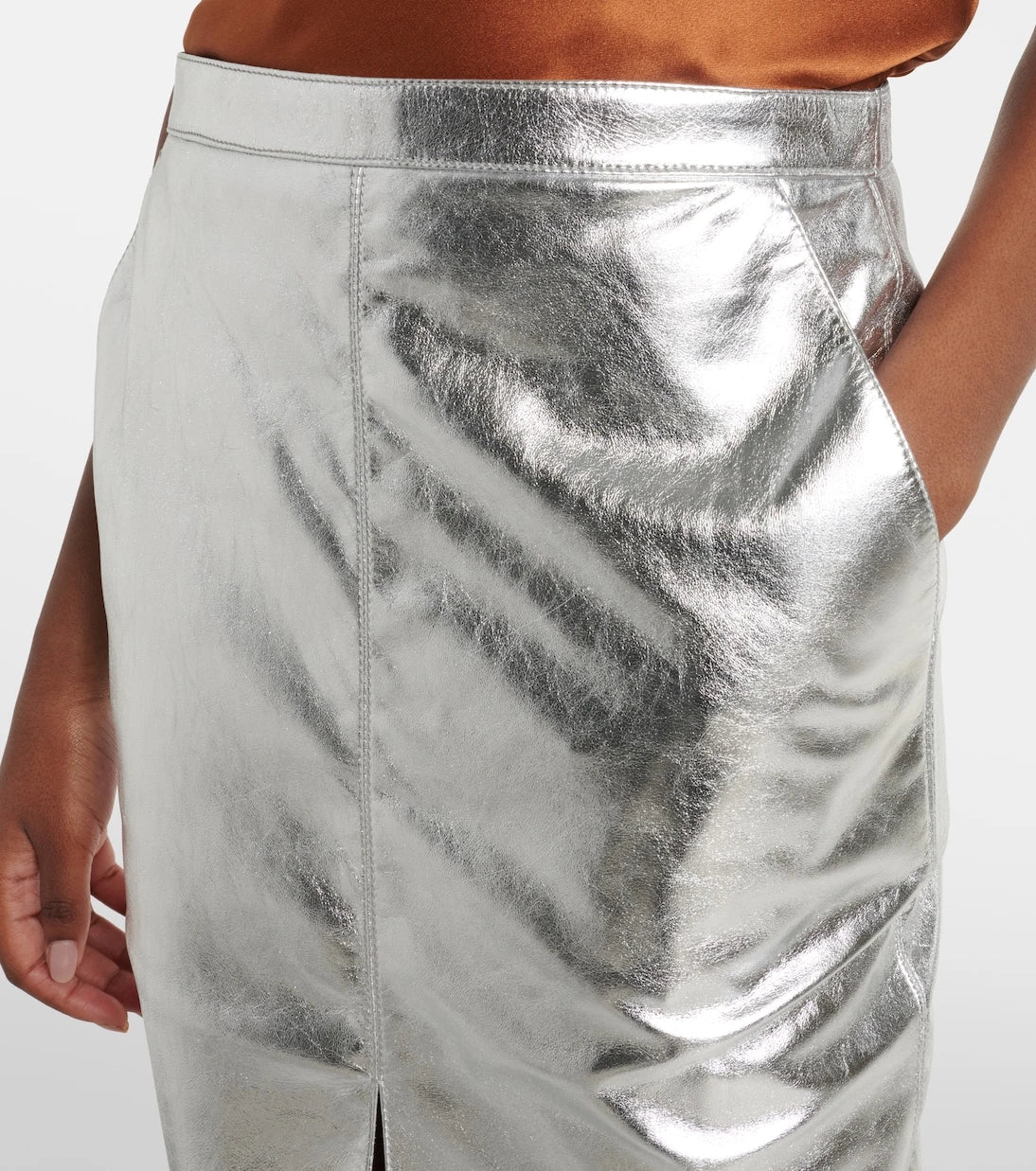 Saint Laurent - Metallic leather pencil skirt