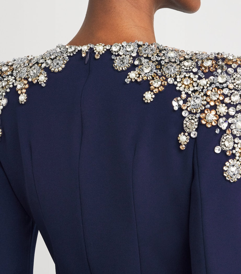 Jenny Packham Black Embellished-Neck Nile Gown