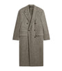 Grey Cashmere Donegal Tweed Double-Breasted Overcoat