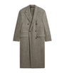 Grey Cashmere Donegal Tweed Double-Breasted Overcoat