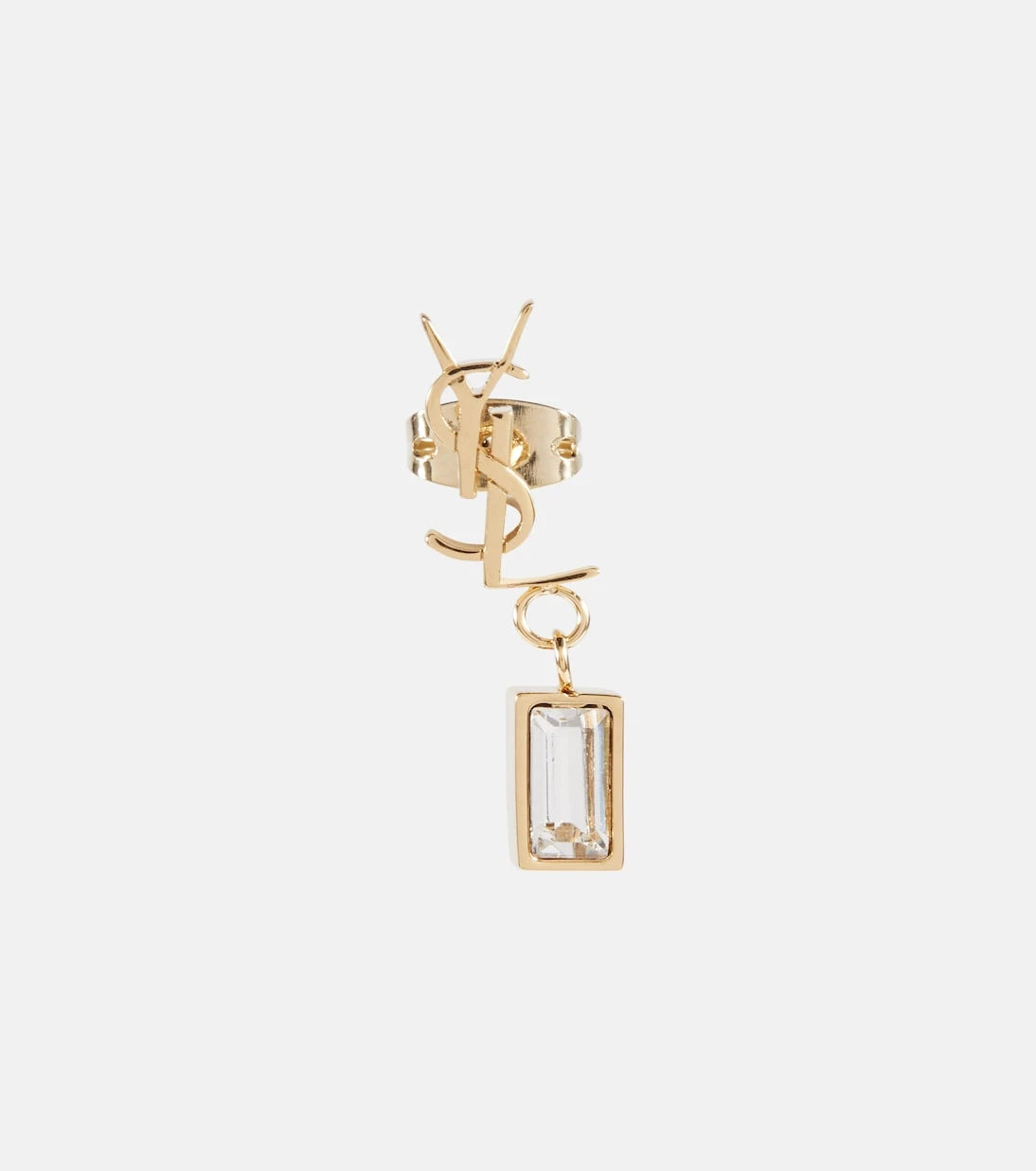 Saint Laurent - قرط واحد مزين بأحجار الراين YSL