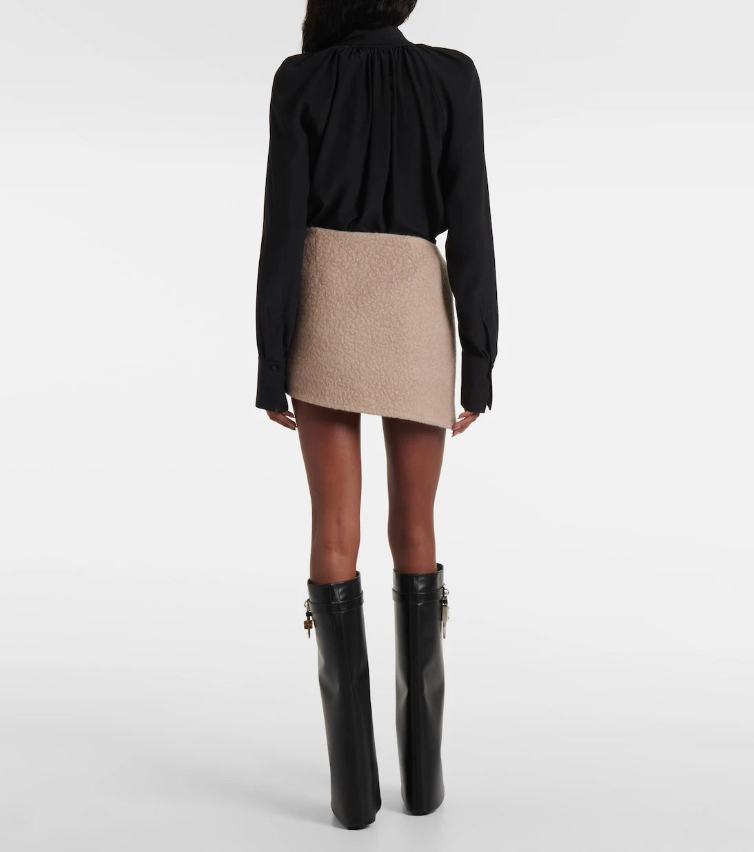 Givenchy - Asymmetric alpaca and wool miniskirt