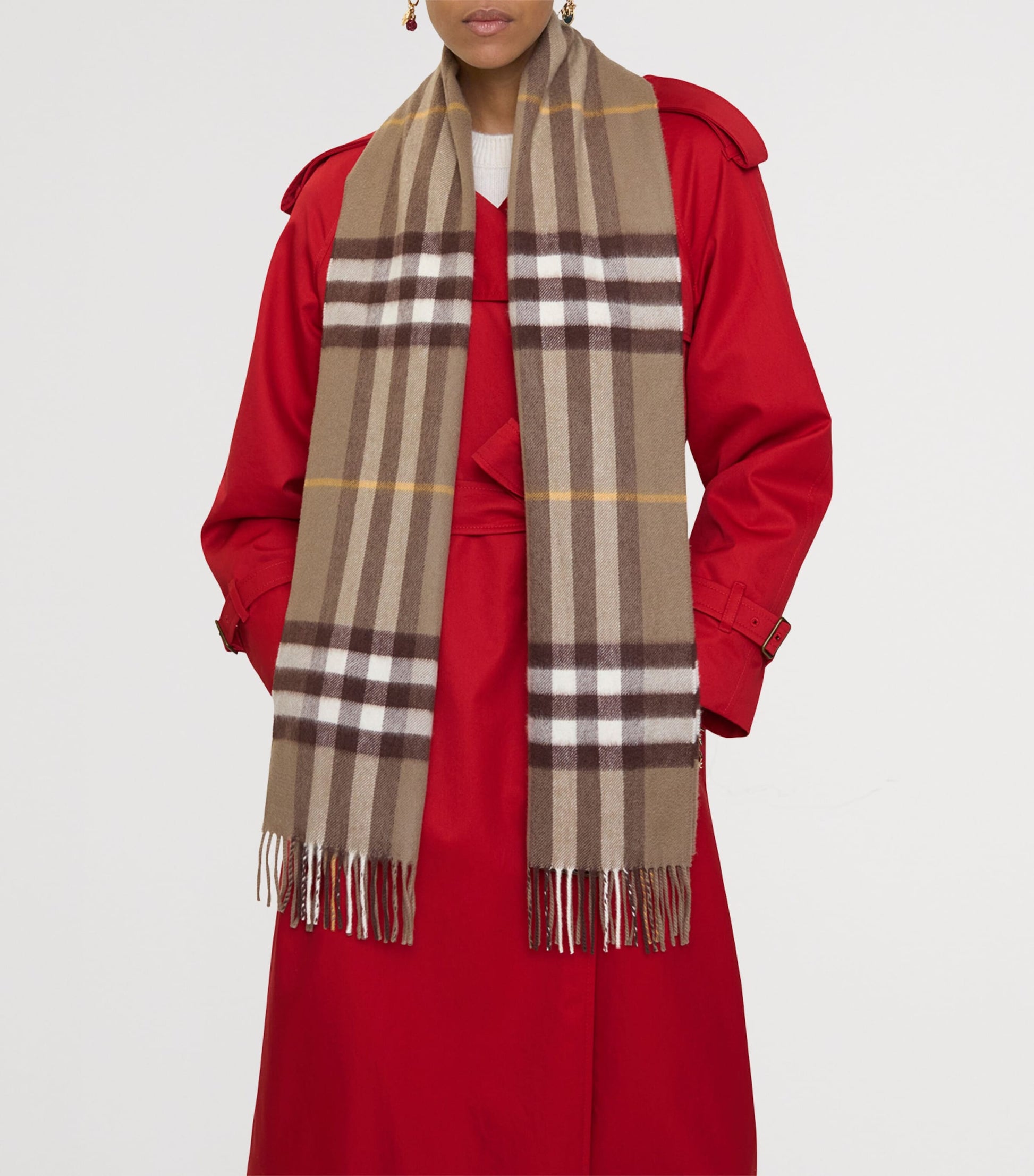 Brown Cashmere Check Scarf