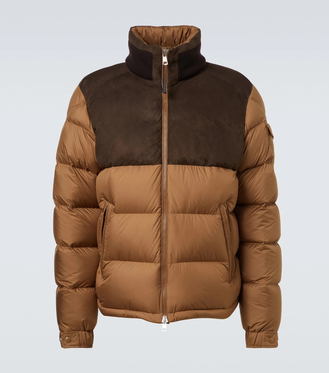 Moncler - Cheverny suede-trimmed down jacket