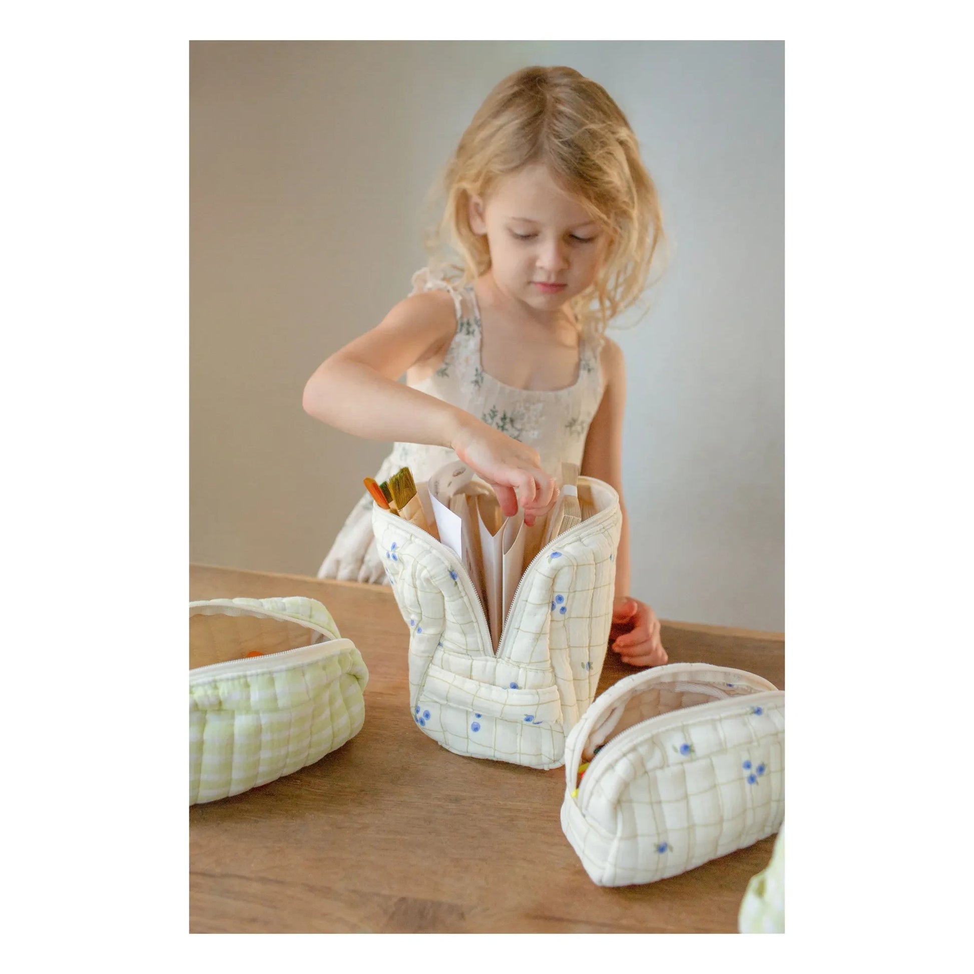 Soft Spot - Blueberries toiletry bag in organic cotton