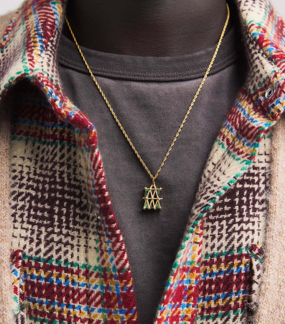 Bleue Burnham Yellow Gold and Sapphire Basket Pendant Necklace