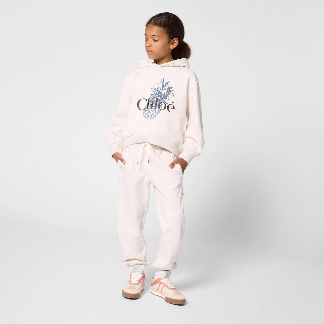 Chloé Kids - هودي قطني بطبعة جيرسي