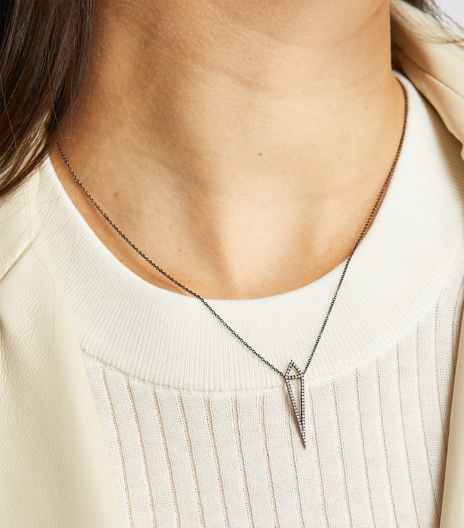 Eva Fehren Blackened White Gold and Diamond Dagger Necklace
