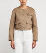 Sandro Paris Beige Wool-Blend Stripe Cropped Jacket