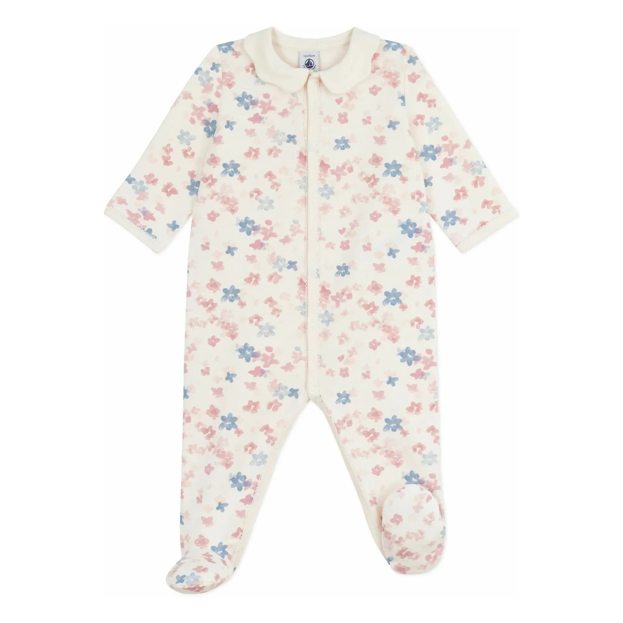 Petit Bateau - Pyjamas Dors Bien Col Fleuri Organic Cotton | Ecru
