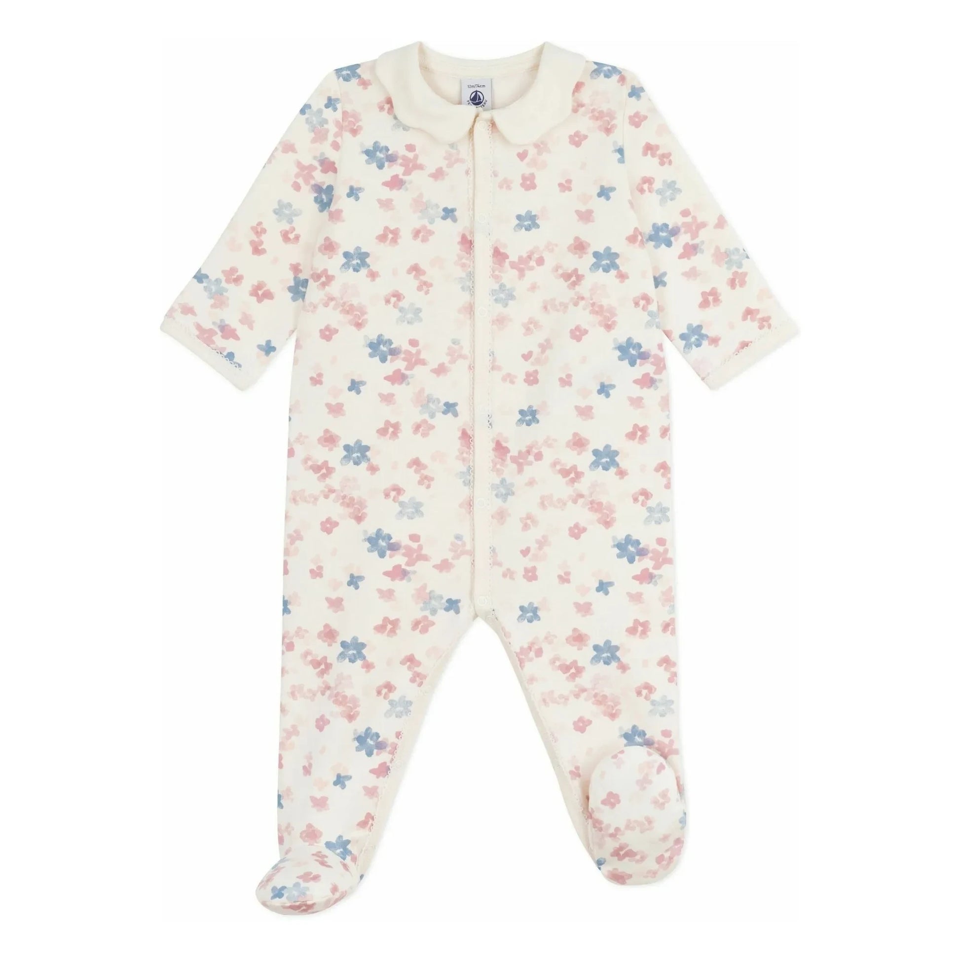 Petit Bateau - Pyjamas Dors Bien Col Fleuri Organic Cotton | Ecru