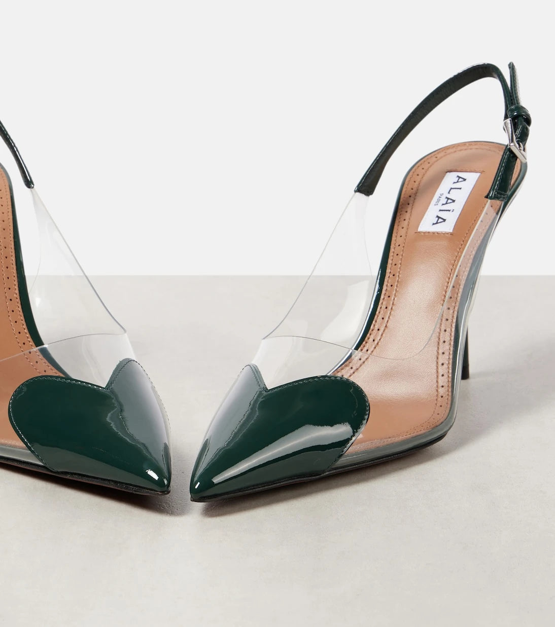 Alaïa - Le Cœur 90 patent leather and PU slingback pumps