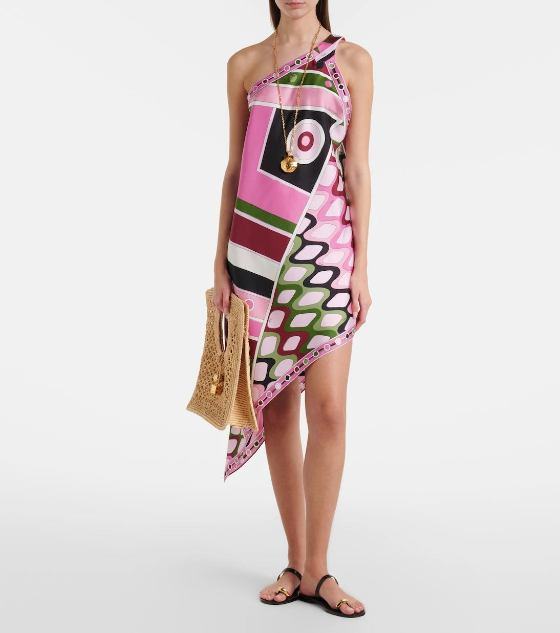 Pucci - Vivara asymmetric silk satin minidress