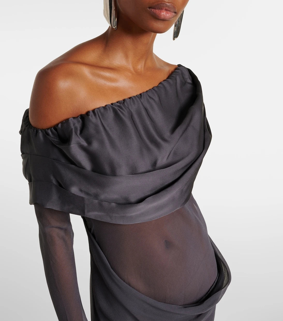 Christopher Esber - Asymmetric sheer silk maxi dress