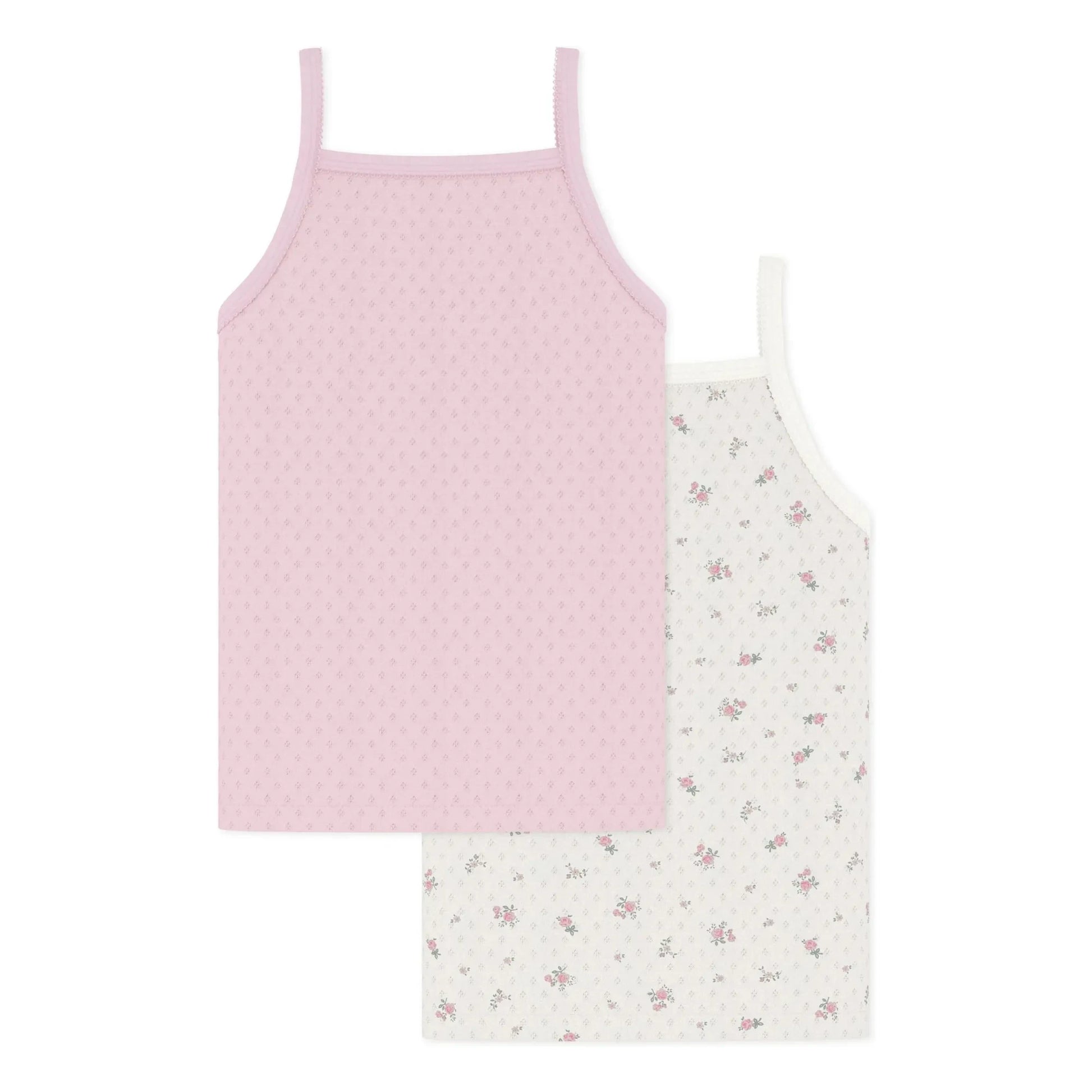 Petit Bateau - Batch 2 Flowered Openwork Tank Tops | Pink
