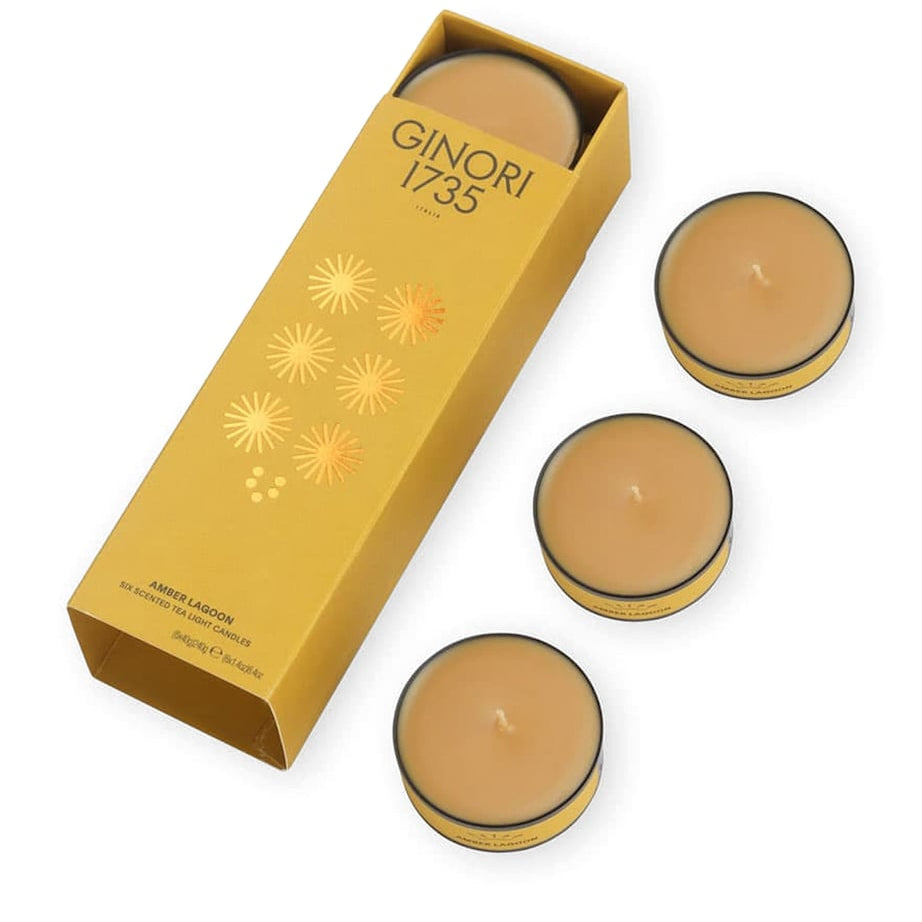 Amber Lagoon Tealight Scented Candles (Pack of 6)