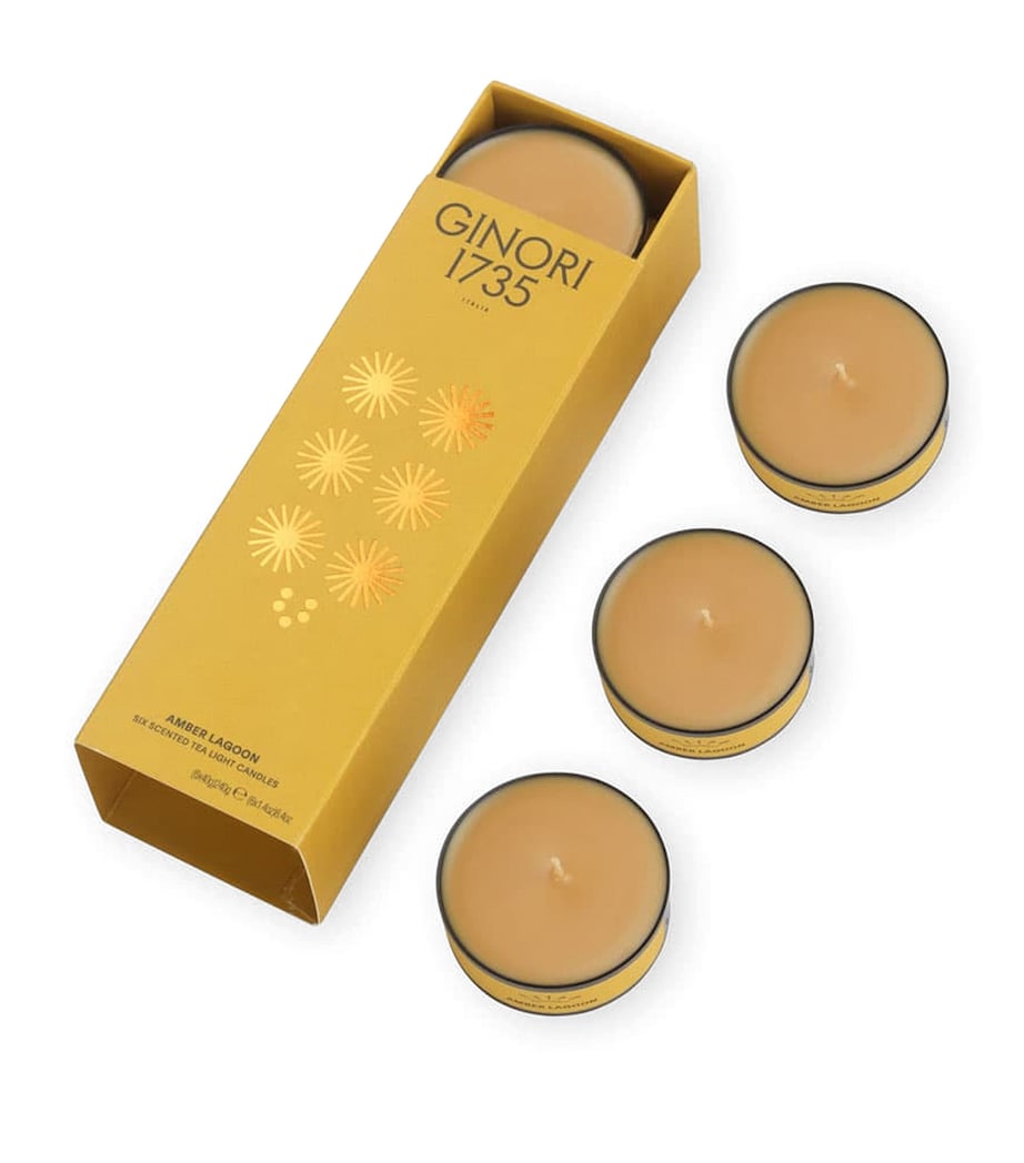 Amber Lagoon Tealight Scented Candles (Pack of 6)