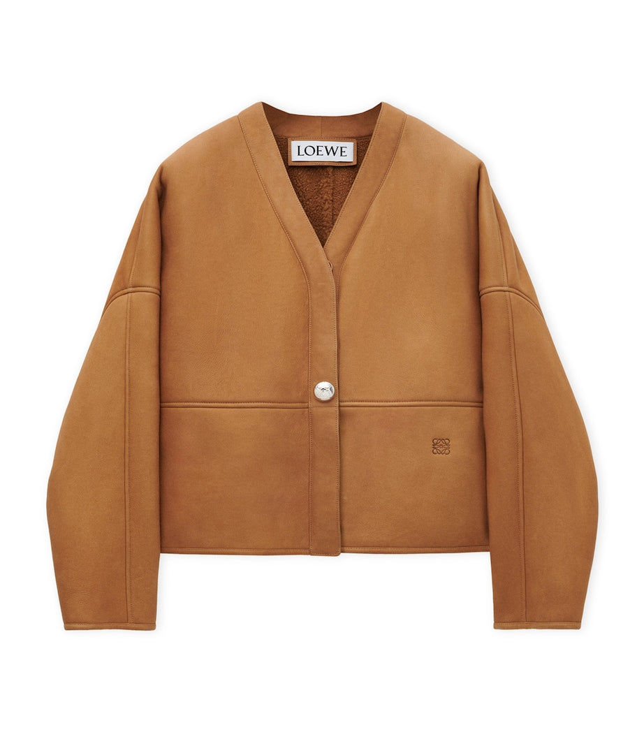 LOEWE Brown Shearling Cardigan