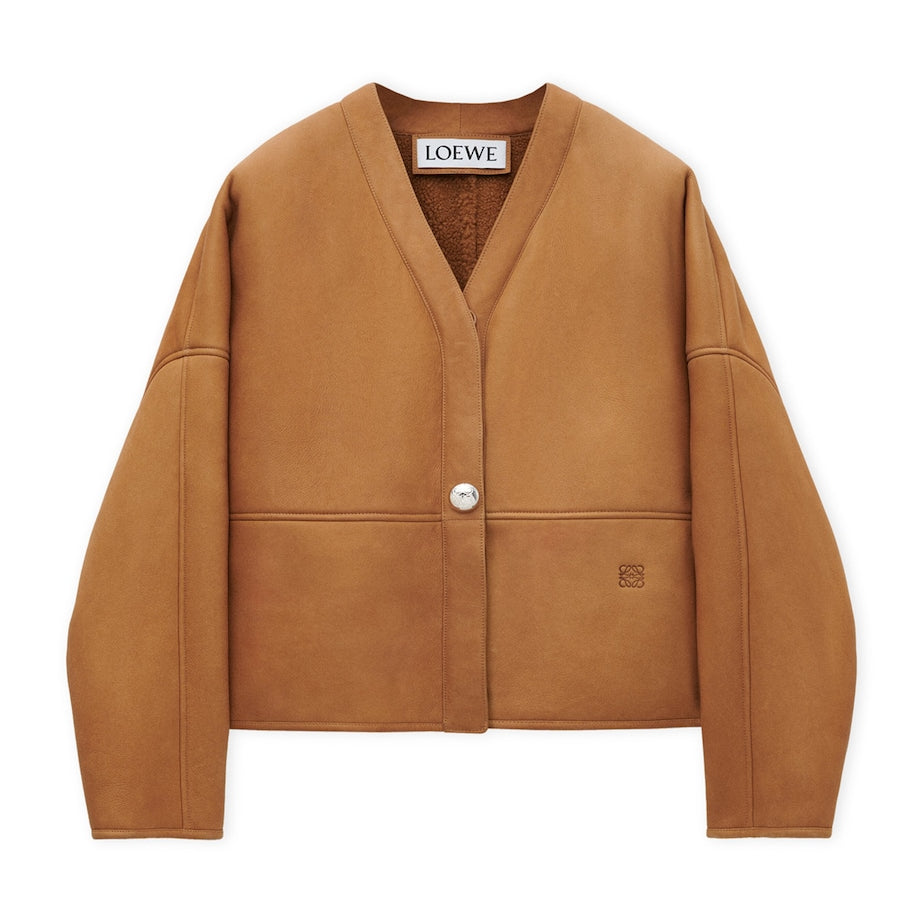 LOEWE Brown Shearling Cardigan