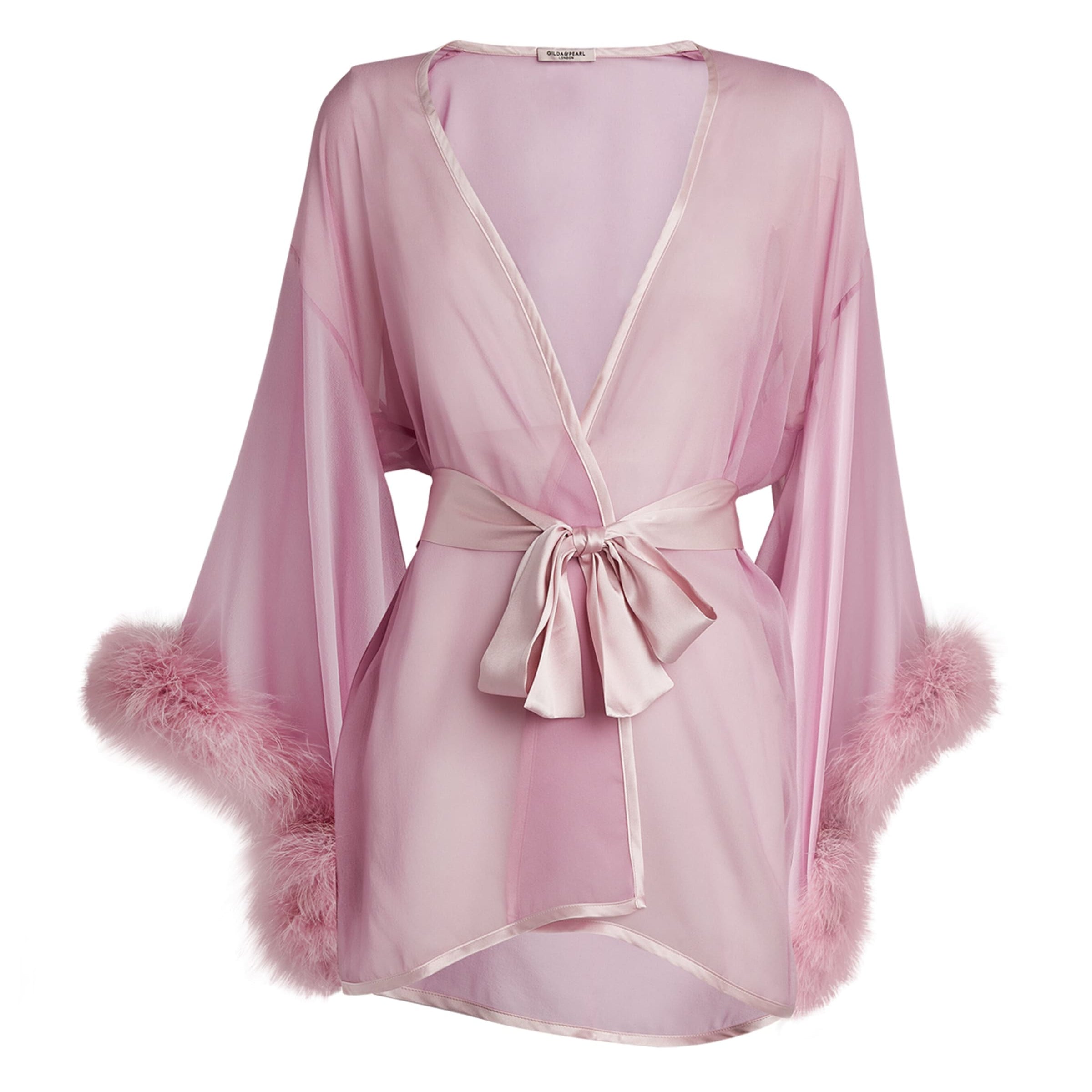 Silk Marabou Feather-Trimmed Diana Robe