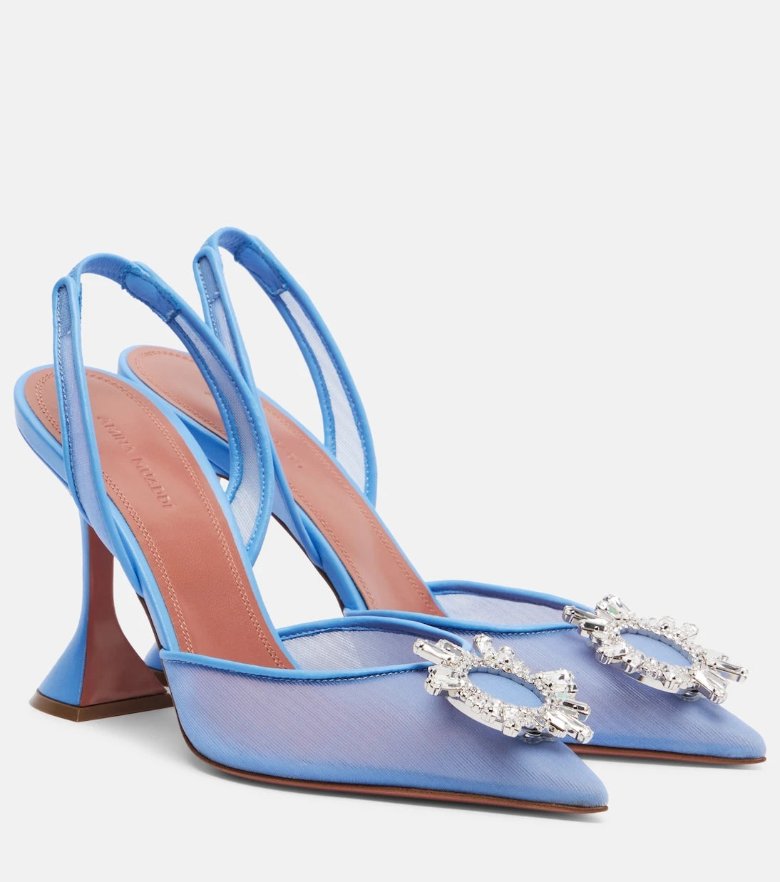 Amina Muaddi - Begum embellished mesh slingback pumps