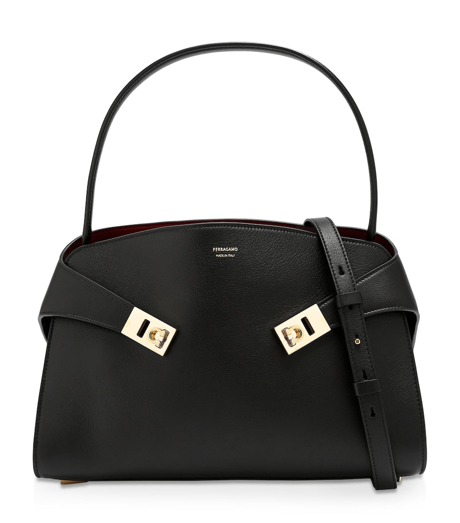 Salvatore Ferragamo Black Leather Hug Soft Shoulder Bag