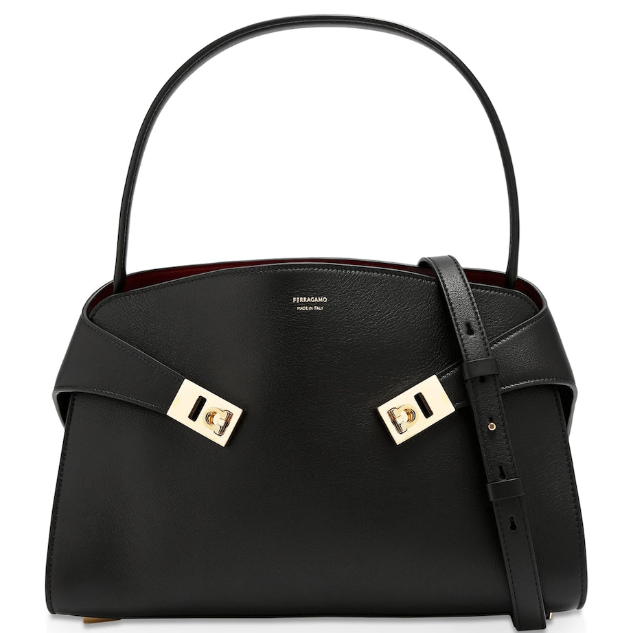 Salvatore Ferragamo Black Leather Hug Soft Shoulder Bag