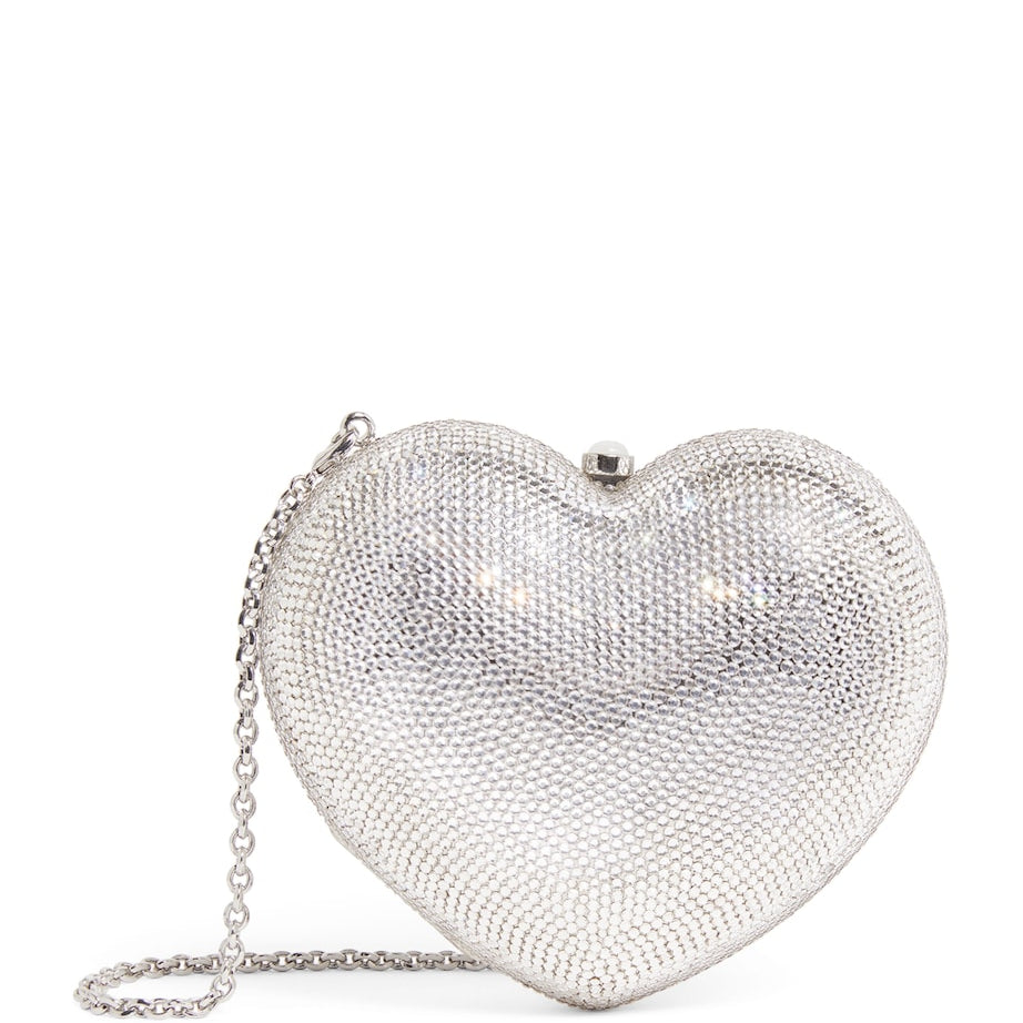 Judith Leiber Silver L'Amour Petit Cœur Clutch Bag