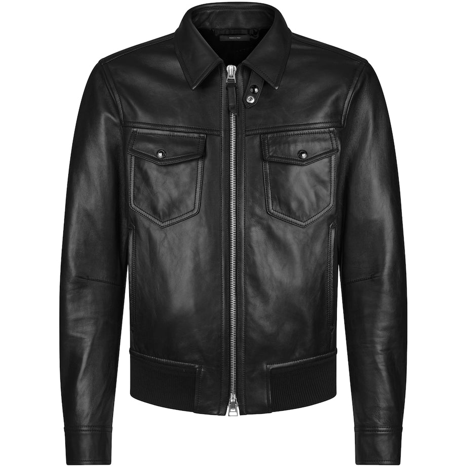 TOM FORD Black Grained Nappa Leather Jacket