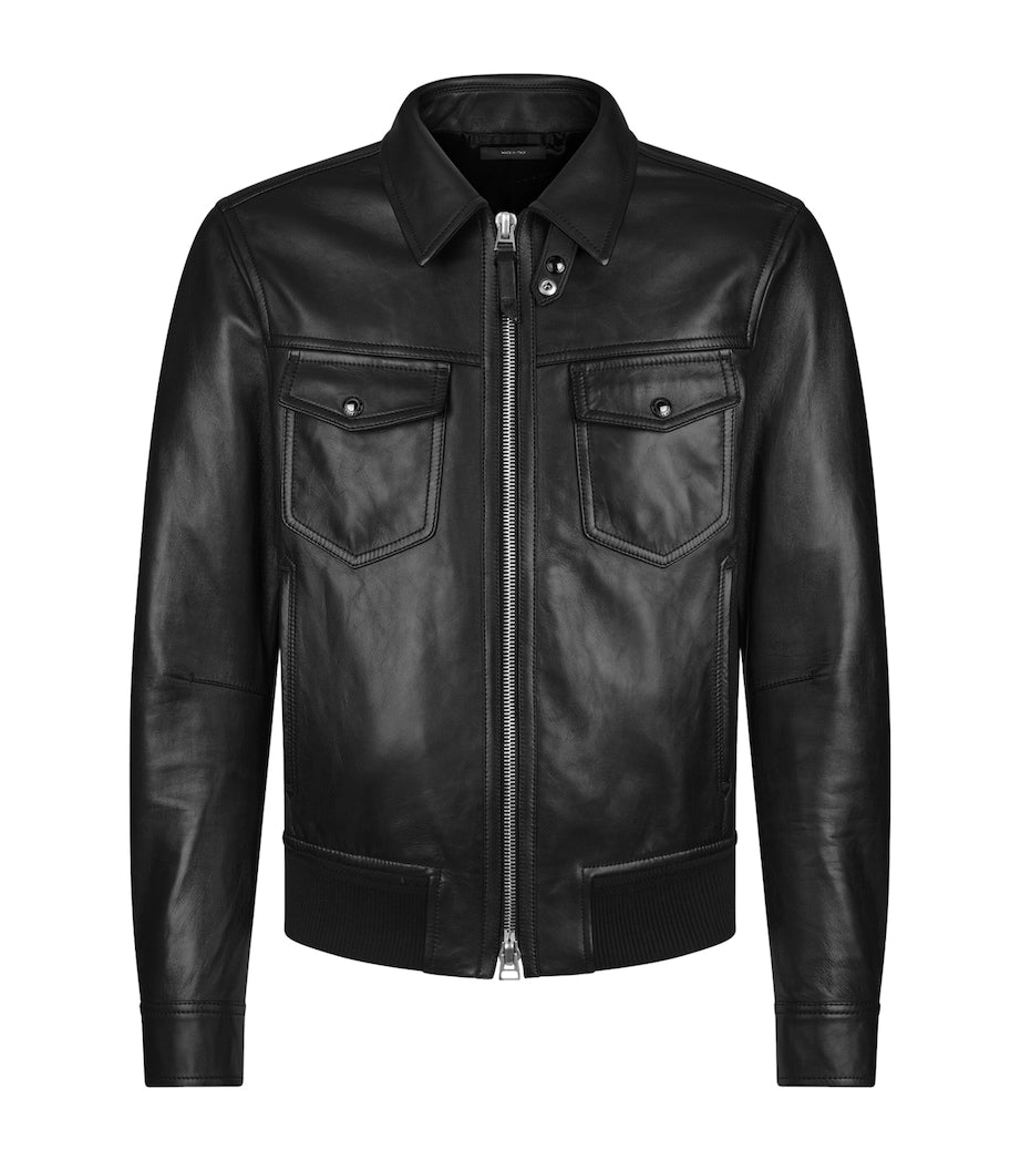 TOM FORD Black Grained Nappa Leather Jacket